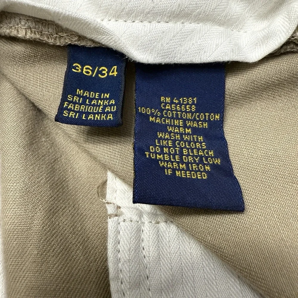 Polo Ralph Lauren chino pants mens 36x34 khaki classic flat front preppy‎ casual